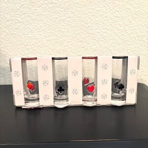Poker Casino Icon Shot Glasses Party Cocktail Barware SET OF 4 NEW